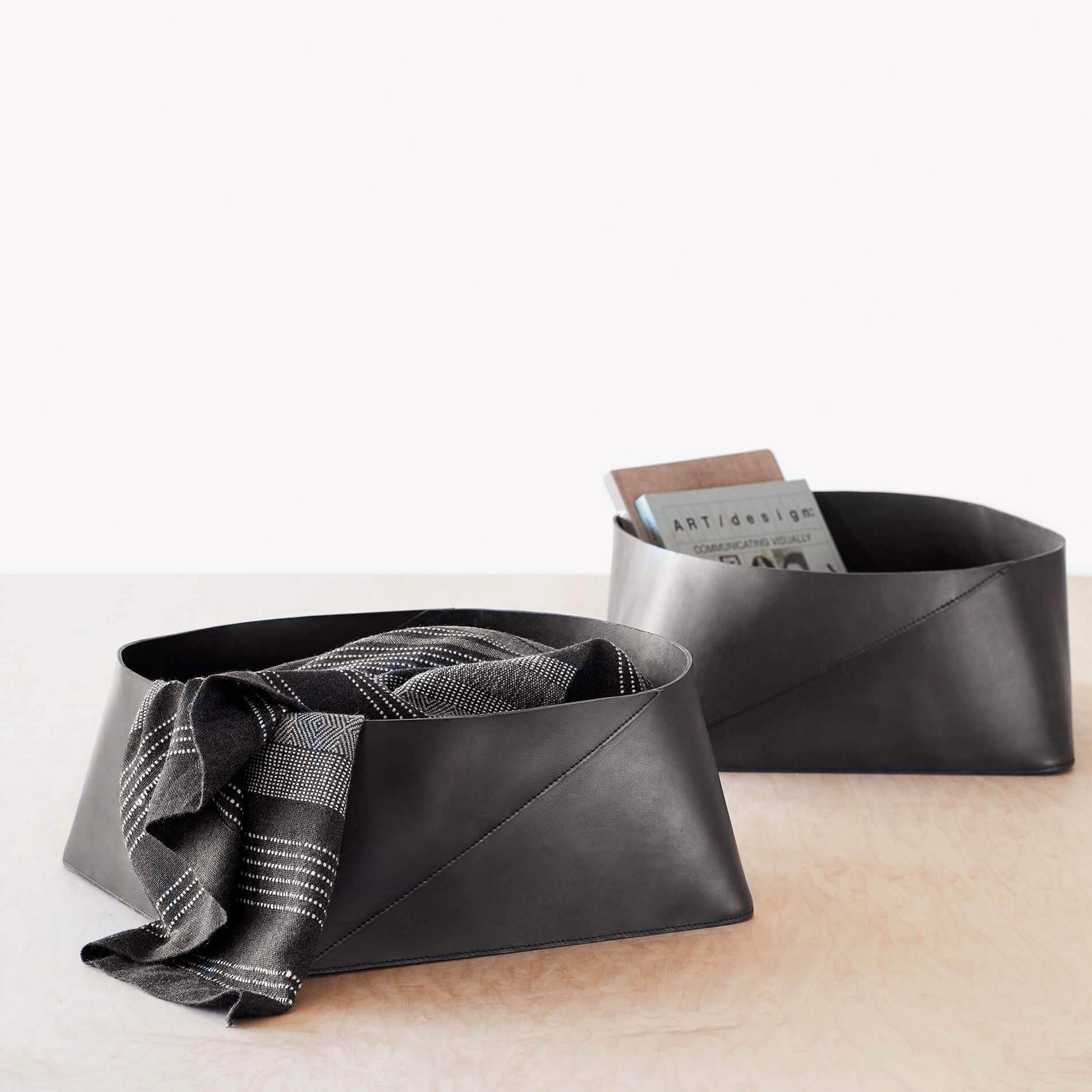 Azad Low Leather Storage Container