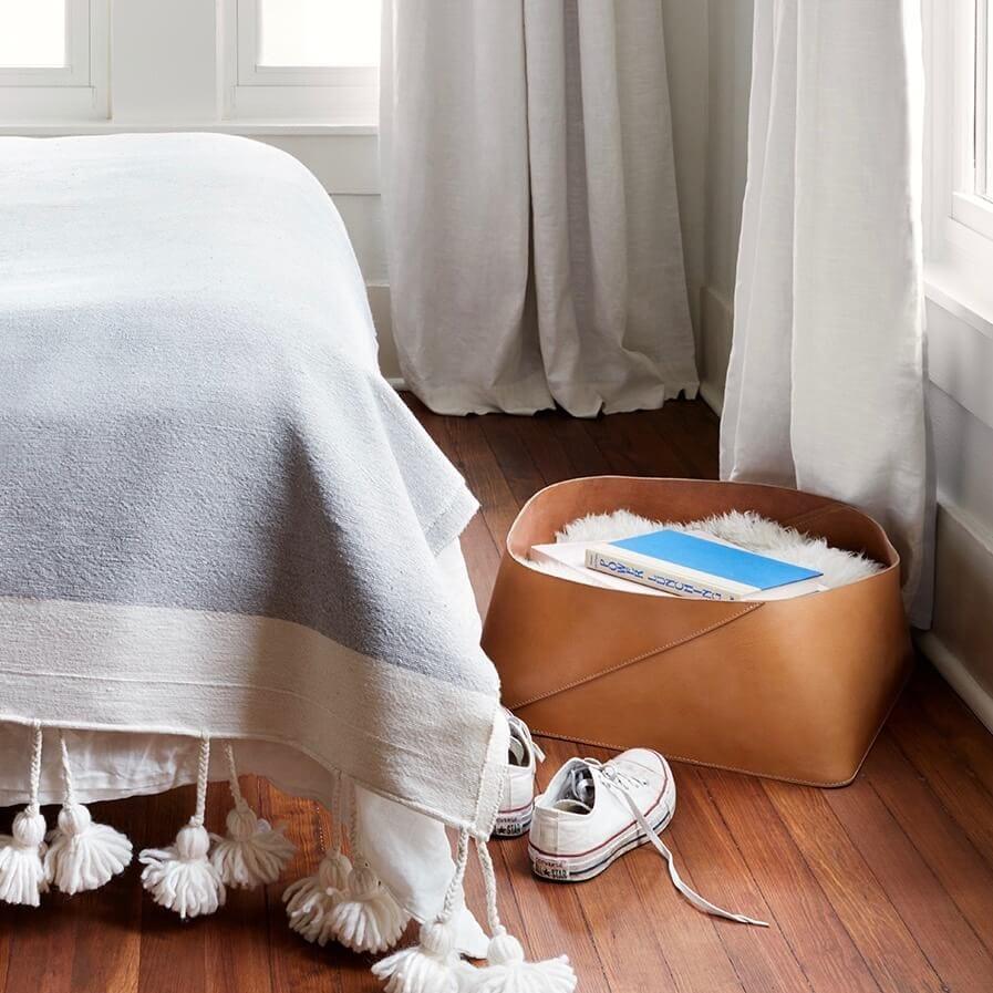 Azad Low Leather Storage Container